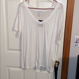 Plain white v-neck